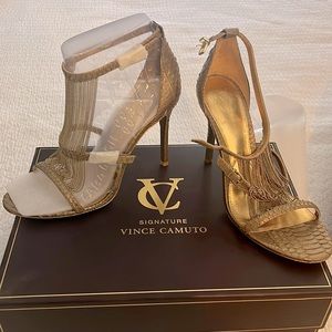 Vince Camuto- Signature Series Gold Edition Snakeskin/Chain Stiletto